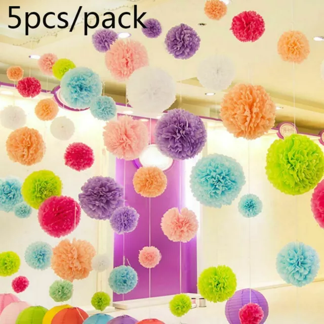 5 Pack Hanging Paper Lantern Fan Flower Balls for Wedding Party Decoration 16"