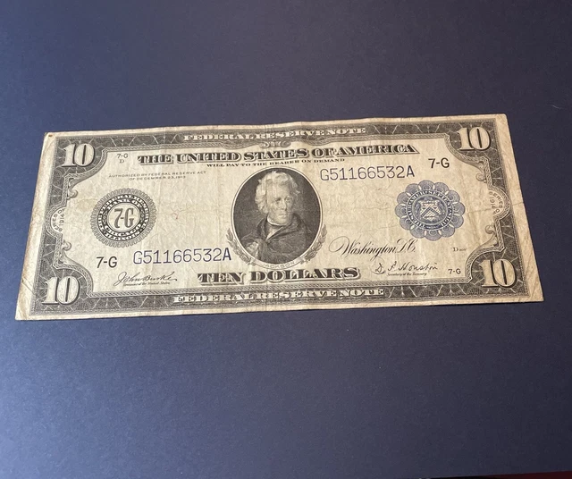 1914 $10 Ten Dollar Chicago Federal Reserve Note FRN Fr#930 Nice Old US Currency
