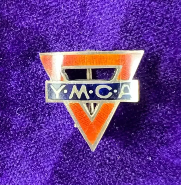WW1 Canada Ryrie Sterling Silver Red Enamel YMCA Lapel Pin Badge NR
