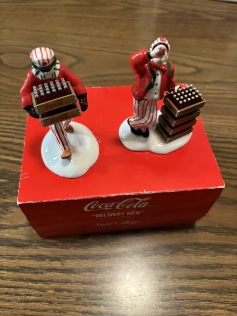 Dept. 56 Vintage Snow Village Coca Cola Set of 2 Delivery Men #54801 Retired