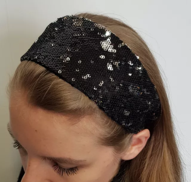 New Claire's Women's Girls Hair Accessories Headwrap Headband Black Sequen