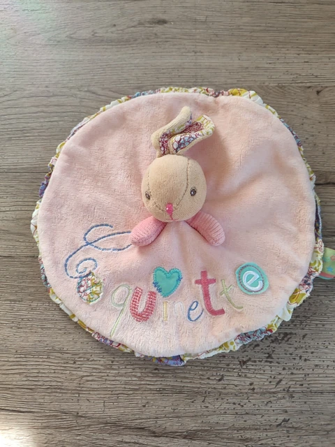Kaloo Doudou Lapin Plat Rond Rose Coquinette Fleur Tbe
