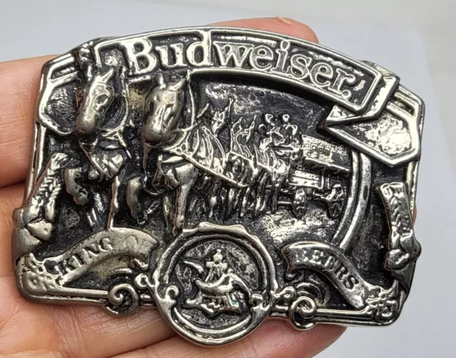 Belt Buckle Budweiser Pewter Silver-tone Vintage