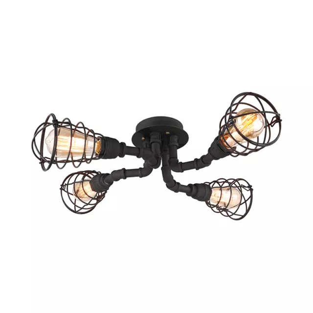 Industrial Cage Water Pipe Ceiling Light Retro Rustic Iron Vintage Pendant Light