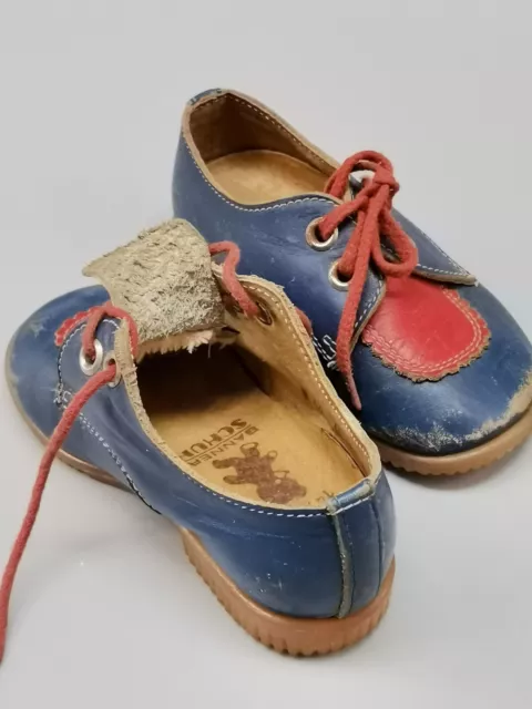 Schuhe DDR Kinderschuhe Leder blau/rot MISCHKA Banner Schuh Gr.14 Kult Vintage 3