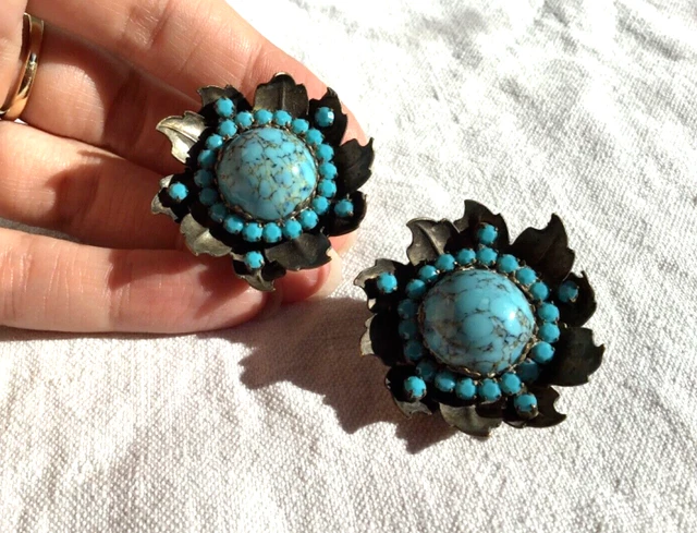 Boucles D'Oreilles Clips XXL Vintage Années 90 - Doré Argenté, Marque Choc