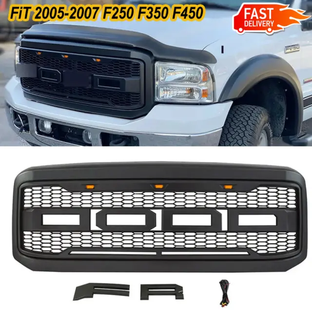 Black Grille Grill Lights Letters Fit Ford 2005 2006 2007 F250 F350 Super Duty