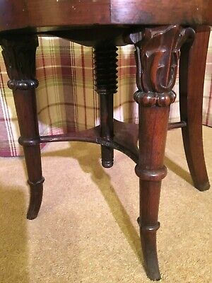 Rare Antique Victorian Mahogany Rise and Fall Piano / Music Seat / Chair / Stool 3