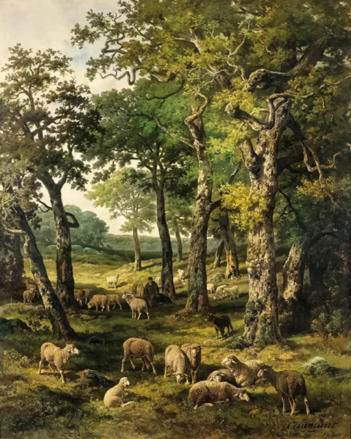 Sheeps in the Fontebro forest Giclee Art Oil painting HD printed on canvas L3024