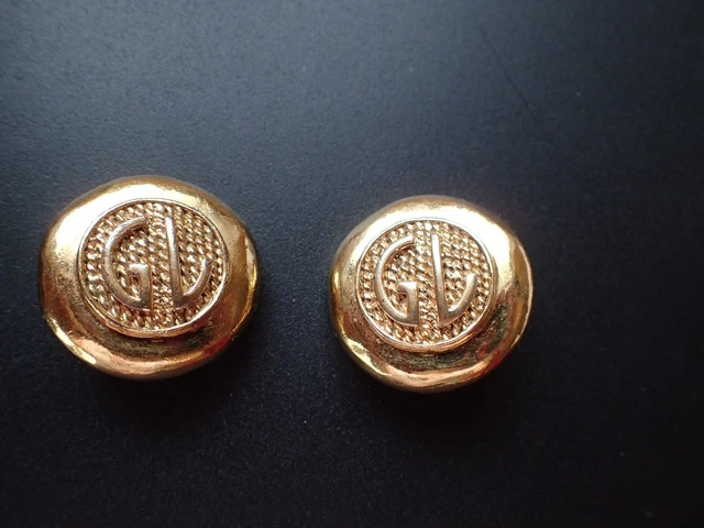 Boucles D'oreilles Clips Guy Laroche Vintage - Perles Dorées - Modèle Rare Très Bon état