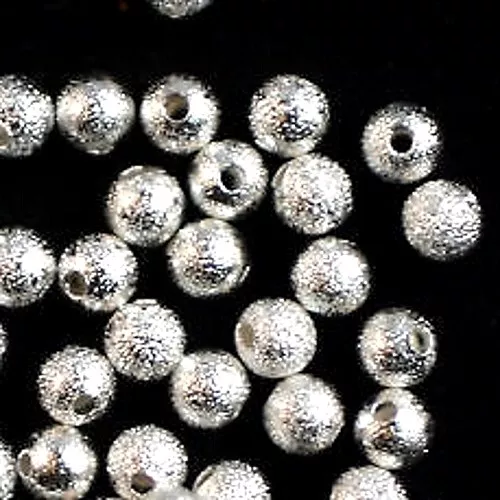 10 Perles Boules Granitées Métal  "Argenté"  Ø 4 mm