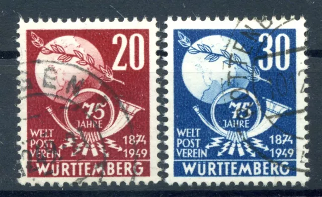880663) Frz. Zone Württemberg Nr. 51-52 gestempelt, UPU, Weltpostverein