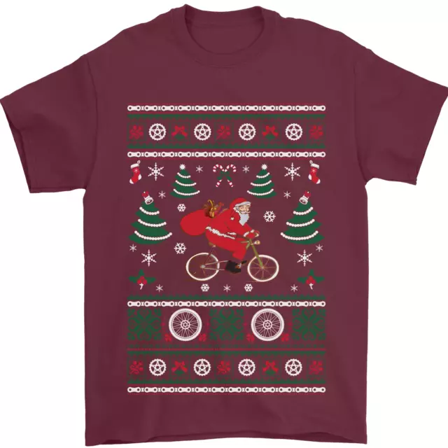 T-shirt ciclismo Babbo Natale ciclista da uomo 100% cotone
