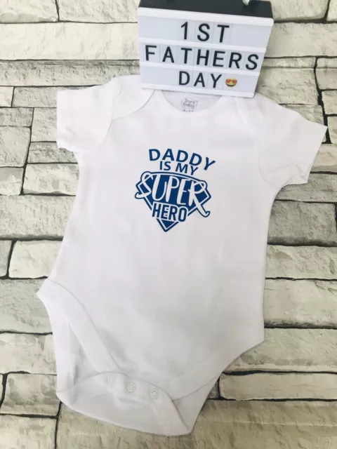 Daddy Is My Super Hero /My First Fathers  Day Baby Vest