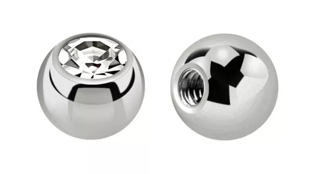 Piercing Titanio Gioiello Ricambio Chiusura Ball Vite Sfera 1,6x6mm Con Crystal