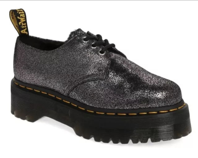 Wmns Dr. Martens 1461 Quad Fur Lined Platform Derby Distressed Metallic US sz 5