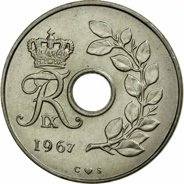 [#73996] Coin, Denmark, Frederik IX, 25 Öre, 1967, AU(55-58), Copper-nickel, KM: