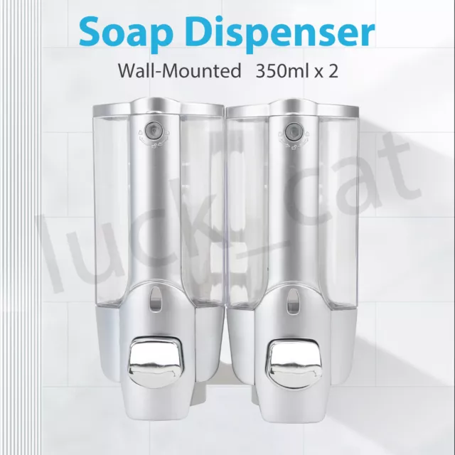 350ml x 2 Wall Mounted Soap Sanitizer Bathroom Washroom Shower Shampoo Dispenser