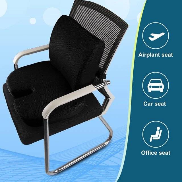 Memory Foam Seat Cushion Back Lumbar Support Pillow for Office Chair Car Seats