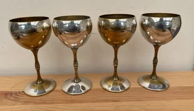 Set of 4 metal goblets in used condition