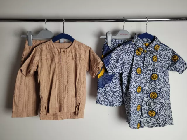 Pacchetto di 2 pantaloni camicia bambini africani nigeriani ragazzi età 2