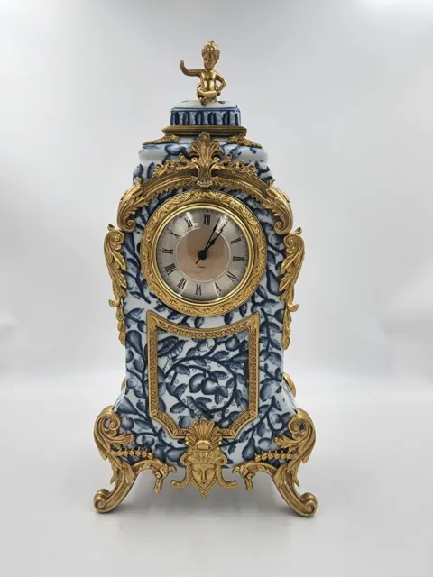 Vintage Style Retro Brass Table Clock Elegant 18th Century Victorian Chinoiserie