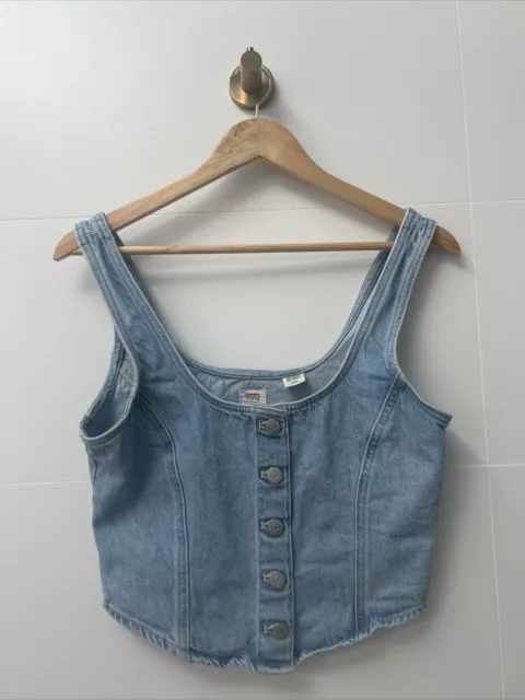 Levi's Womens Size S Corset Top Light Wash Blue Denim