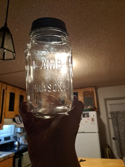 Antique Square Lamb Mason Jar