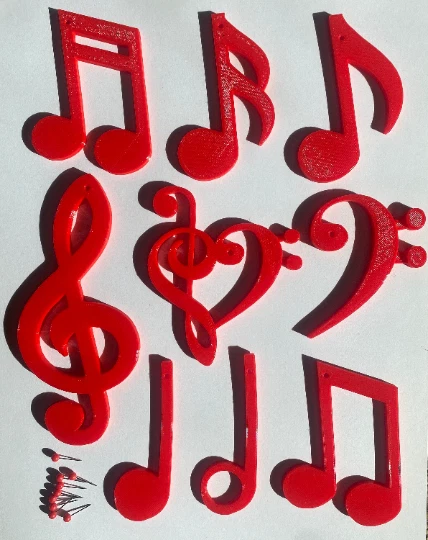 Red Music Notes & Treble Bass Clef Heart Wall Music Decor