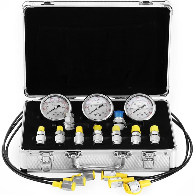 Kit Test Pression Hydraulique VEVOR - 3 Manomètres 250/400/600 Bars Pour Excavatrices