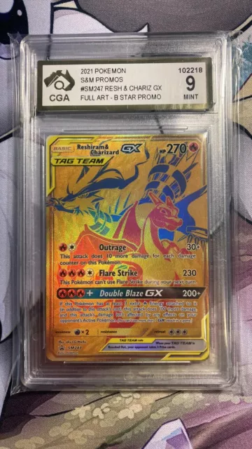 Reshiram & Charizard GX - SM247 Gold Full Art Ultra Rare Promo