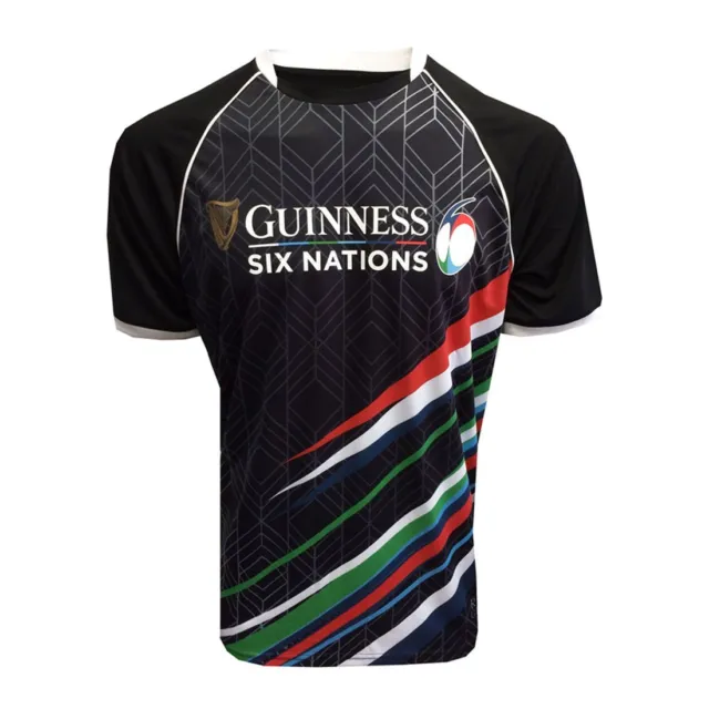 Guinness Six Nations Mens Black Rugby Top  Sizes (S-XXL)
