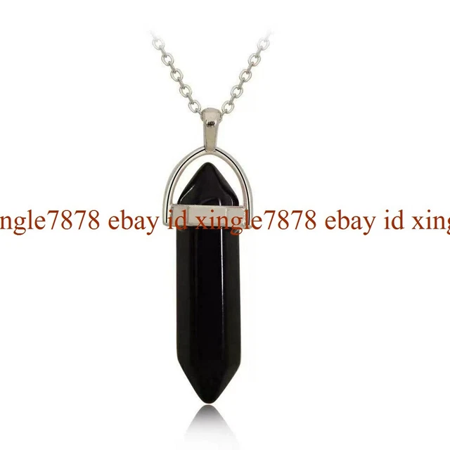 Crystal Gemstone Necklace Pendant Natural Chakra Stone Energy Healing with Chain 10