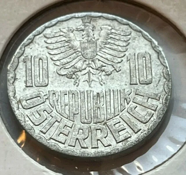 Austria 1964 10 Groschen Coin (#F65) imperial eagle 2