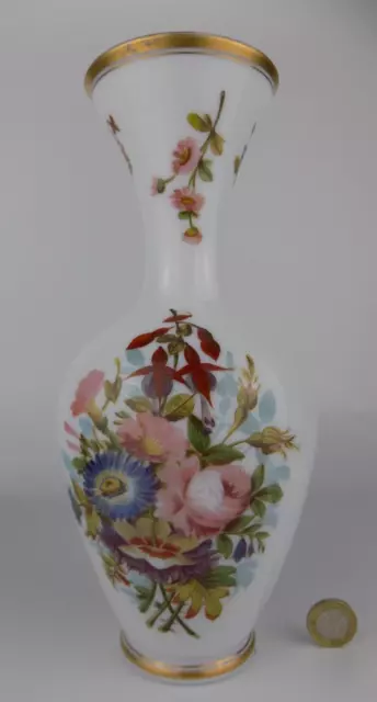 French 19th Century Louis-Philippe style painted art glass vase