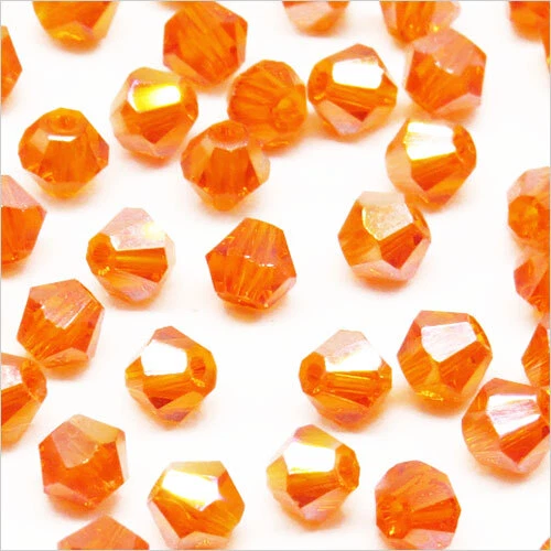 Lot de 40 Perles Tchèques Toupies en Cristal 4mm Orange AB