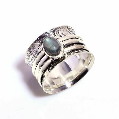 Labradorite Spinner Ring 925 Sterling Silver Ring Anxiety Ring Boho Ring EE-714