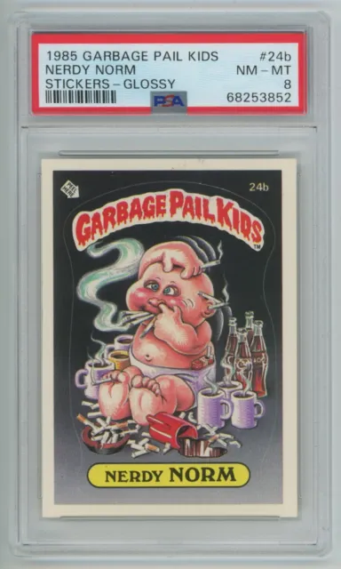 1985 Topps Garbage Pail Kids OS1 Series 1 NERDY NORM 24b GLOSSY Card PSA 8 GPK