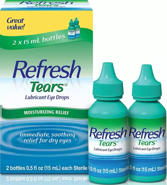 REFRESH TEARS - LUBRICANT EYE DROPS - TWIN PACK - 2 x 15ML BOTTLES - EXP. 4/2026