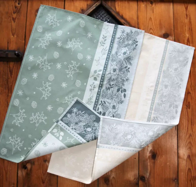Sander Geschirr-Küchen-Trockentuch "Blanche"  Pflanzen Blatt Baumwolle Jacquard