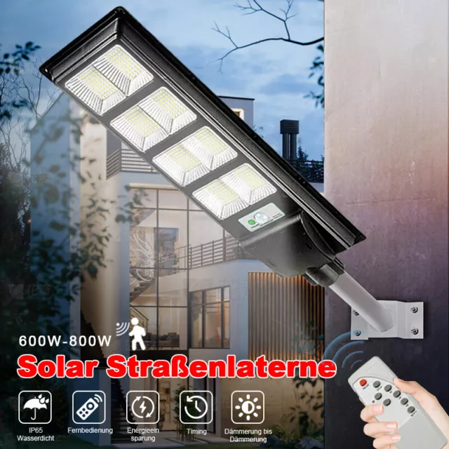 LED Straßenlaterne 600W/800W Solar bewegungsmelder Straßenlampe Fernbedienung