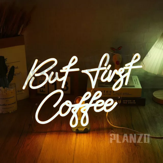 Neon Sign Light But First Coffee Man Cave LED Wall Art Decoration Holiday Gifts