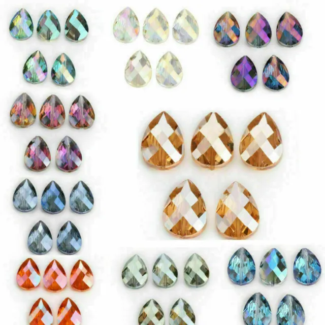 18mm 10pcs  Faceted Crystal Glass Teardrop Spacer Loose Beads Jewelry Making DIY