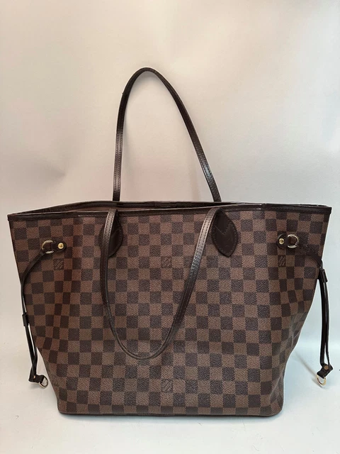 Louis Vuitton Neverfull MM Damier Ebene Tote Shopping Bag w/Zipper Pouch Private