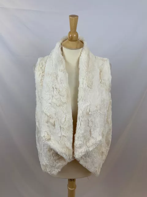 Jack By BB Dakota Women’s Size Medium Ivory Faux Fur Vest Lined Pockets