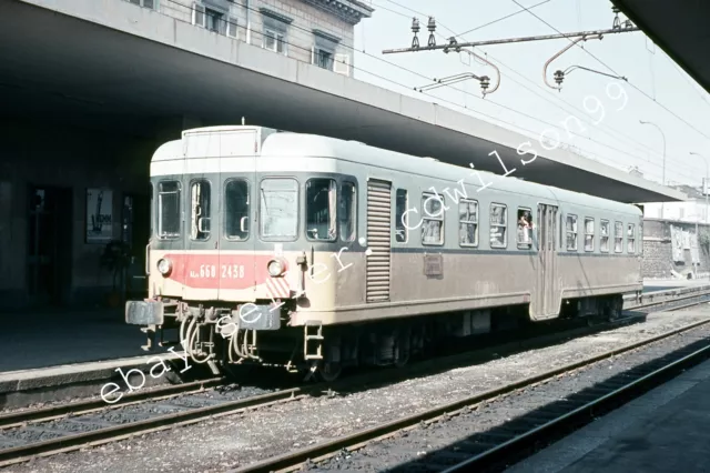 35mm Italy Railway Slide - FS No. ALn 668 2438 at Novara Station 1971 [K134]