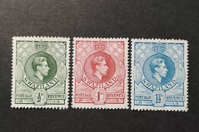 Swaziland: 1938 King George VI definitives, ½d, 1d, 1½d. SG# 28,29,30b.