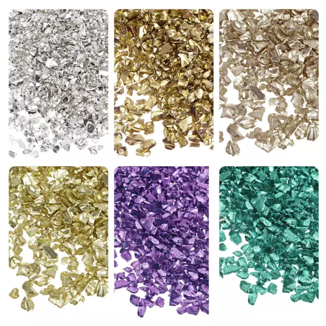 6 Colors Crushed Glass Chips 1-4mm Irregular Color 28g Gold Tone Color Series