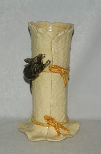 Very Rare DeSousa Palissy Figural Mouse Majolica Art Pottery Vase, Ca 1890