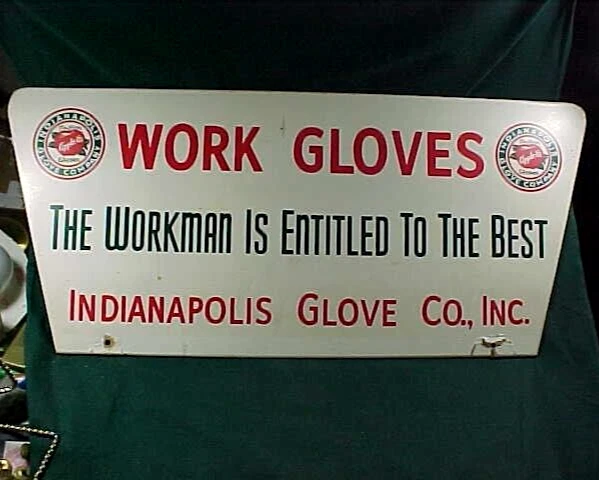 Vintage Indianapolis Glove Company (Indiana) Sign "Indian Apple Us" Masonite